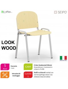 LOOK WOOD LF0136G Sedie impilabile telaio grigio sedile e schienale in faggio SEIPO