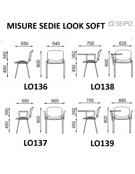 misure sedute in faggio in faggio impialbile Look Wood Seipo