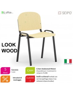 LOOK WOOD LF0136N Sedie impilabile telaio nero sedile e schienale in faggio SEIPO