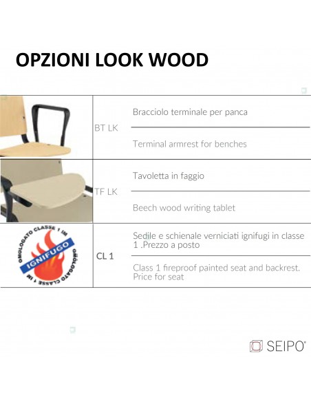 accessori sedute in faggio in faggio impialbile Look Wood Seipo