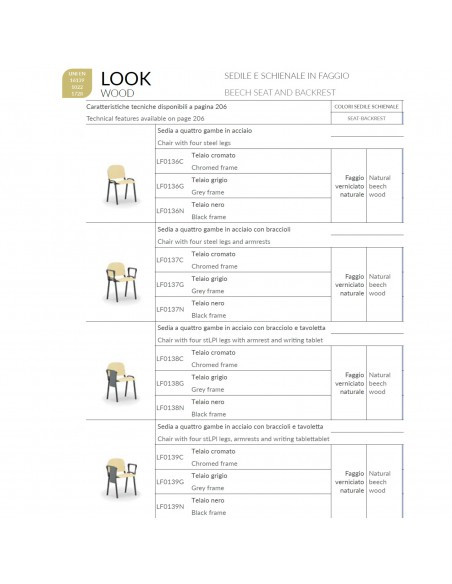 catalogo sedute in faggio in faggio impialbile Look Wood Seipo