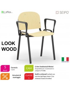 LOOK WOOD LF0137N Sedie impilabile telaio nero con copia di braccioli sedile e schienale in faggio SEIPO