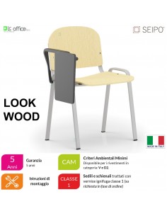 LOOK WOOD LF0138G Sedie impilabile telaio grigio con tavoletta sedile e schienale in faggio SEIPO