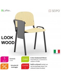 LOOK WOOD LF0138N Sedie impilabile telaio nero con tavoletta sedile e schienale in faggio SEIPO