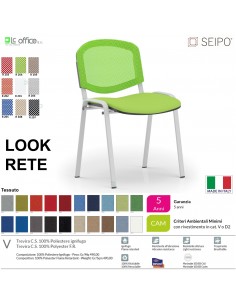 LOOK MESH LR0136G sedia impilabile base grigio schienale rete tessuto V SEIPO Class 1 IM