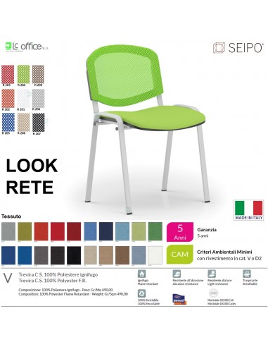 LOOK MESH LR0136G sedia impilabile base grigio schienale rete tessuto V SEIPO Class 1 IM
