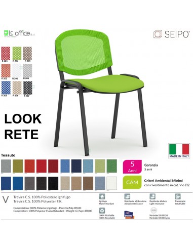 LOOK MESH LR0136N sedia impilabile base nera schienale rete tessuto V SEIPO Class 1 IM