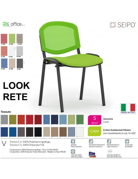LOOK MESH LR0136N sedia impilabile base nera schienale rete tessuto V SEIPO Class 1 IM