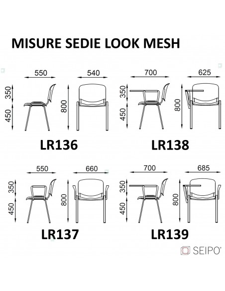 misure sedie Look Mesh Seipo