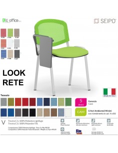 LOOK MESH LR0138G sedia impilabile base grigio schienale rete Tavoletta tessuto V SEIPO Class 1 IM
