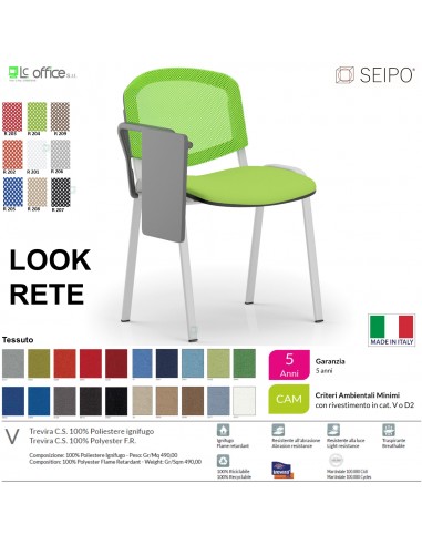 LOOK MESH LR0138G sedia impilabile base grigio schienale rete Tavoletta tessuto V SEIPO Class 1 IM