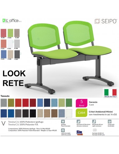 LOOK MESH LR0144N panca 2 posti strutture nera schienale in rete tessuto V SEIPO Class 1 IM