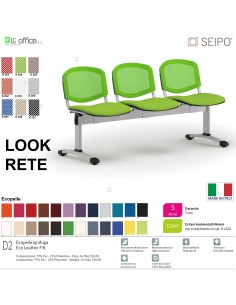 LOOK MESH LR0145G panca 2 posti strutture grigia schienale rete Ecopelle D2 SEIPO