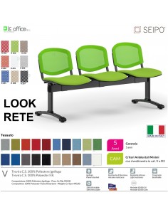 LOOK MESH LR0145N panca 3 posti strutture nere schienale in rete tessuto V SEIPO Class 1 IM