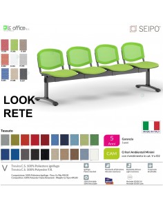 LOOK MESH LR0146N panca 4 posti strutture nera schienale in rete tessuto V SEIPO Class 1 IM