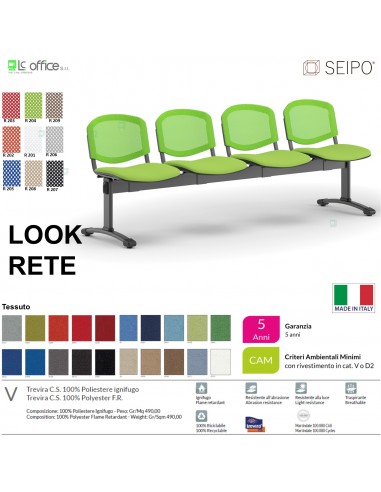 LOOK MESH LR0146N panca 4 posti strutture nera schienale in rete tessuto V SEIPO Class 1 IM