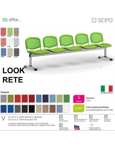 LOOK MESH LR0147G panca 5 posti strutture grigia schienale in rete tessuto V SEIPO Class 1 IM