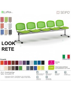 LOOK MESH LR0147G panca 5 posti strutture grigia schienale rete Ecopelle D2 SEIPO