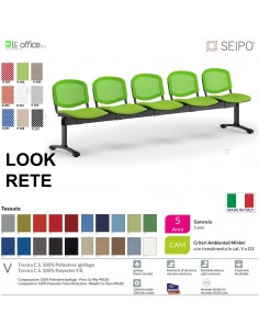 LOOK MESH LR0147N panca 5 posti strutture nera schienale in rete tessuto V SEIPO Class 1 IM
