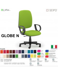 GLOBE G0001 Poltrona operativa Contatto permanente "A2" braccioli chienale Alto SEIPO ECOPELLE D2