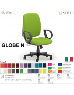 GLOBE G0002 Poltrona operativa Movimento sincronizzato "R2" braccioli chienale Alto SEIPO ECOPELLE D2