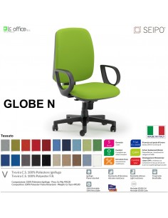 GLOBE G0003 Poltrona operativa Movimento sincronizzato "R4" braccioli chienale Alto SEIPO TESSUTO V