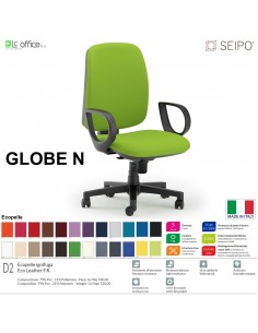 GLOBE G000 Poltrona operativa Movimento sincronizzato "R4" braccioli chienale Alto SEIPO ECOPELLE D2
