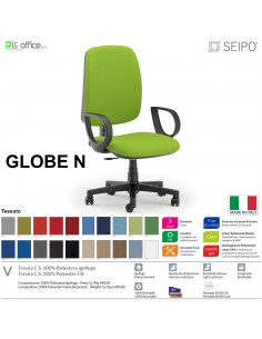 GLOBE G0001 Poltrona operativa Contatto permanente "A2" braccioli chienale Alto SEIPO TESSUTO V