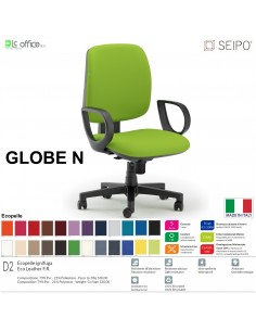 GLOBE G0007 Poltrona operativa Movimento sincronizzato "R4" braccioli schienale basso SEIPO ECOPELLE D2