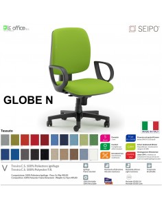 GLOBE G0008 Poltrona operativa Movimento sincronizzato con traslatore "Z" braccioli chienale basso SEIPO TESSUTO V