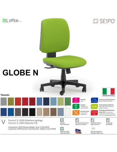GLOBE G0009 Poltrona operativa Contatto permanente "A2" chienale basso SEIPO TESSUTO V