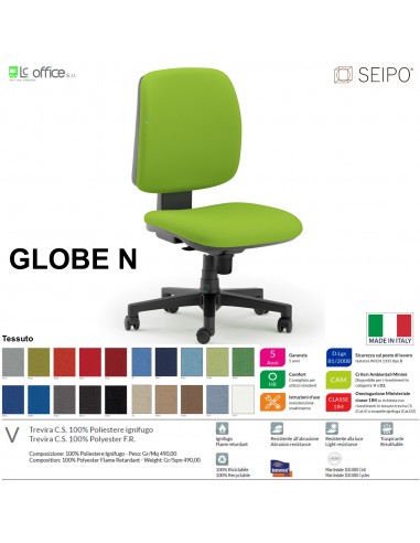 GLOBE G0011 Poltrona operativa Movimento sincronizzato "R4" schienale basso SEIPO TESSUTO V