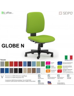 GLOBE G0012 Poltrona operativa Movimento sincronizzato con traslatore "Z" schienale basso SEIPO TESSUTO V