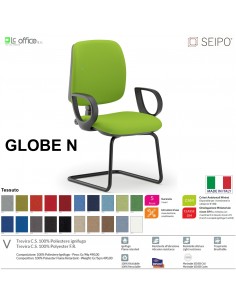 GLOBE G0014 Poltrona visitatore telaio nero con braccioli schienale basso SEIPO TESSUTO V