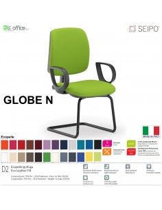 GLOBE G0014 Poltrona visitatore telaio nero con braccioli schienale basso SEIPO ECOPELLE D2