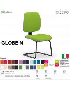 GLOBE G0013 Poltrona visitatore telaio nero senza braccioli schienale basso SEIPO ECOPELLE D2