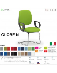 GLOBE G0016 Poltrona visitatore telaio cromato con braccioli schienale basso SEIPO TESSUTO V