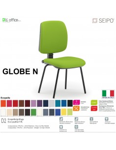 GLOBE G0017 Poltrona visitatore 4 gambe nere senza braccioli schienale basso SEIPO ECOPELLE D2