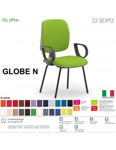 GLOBE G0018 Poltrona visitatore 4 gambe nere con braccioli schienale basso SEIPO ECOPELLE D2