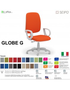 GLOBE G0021 Poltrona grigia operativa Contatto permanente "A2" braccioli schienale Alto SEIPO TESSUTO V