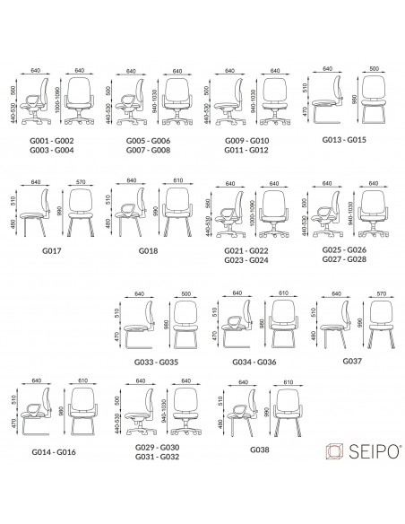 misure sedie operative Golbe Seipo