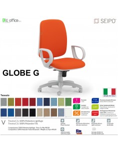 GLOBE G0024 Poltrona grigia operativa Movimento sincronizzato con traslatore "Z" braccioli schienale alto SEIPO TESSUTO V