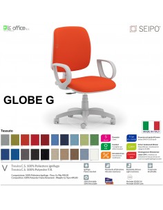 GLOBE G0025 Poltrona grigia operativa Contatto permanente "A2" braccioli schienale basso SEIPO TESSUTO V