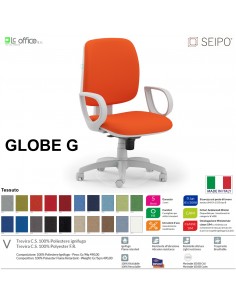 GLOBE G0027 Poltrona grigia operativa Movimento sincronizzato "R4" braccioli schienale basso SEIPO TESSUTO V