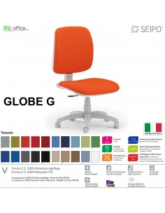 GLOBE G0029 Poltrona grigia operativa Contatto permanente "A2" schienale basso SEIPO TESSUTO V