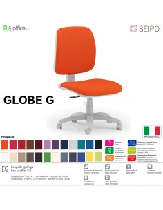 GLOBE G0029 Poltrona grigia operativa Contatto permanente "A2" schienale basso SEIPO ECOPELLE D2