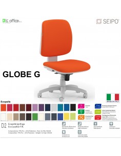 GLOBE G0031 Poltrona grigia operativa Movimento sincronizzato "R4" schienale basso SEIPO ECOPELLE D2