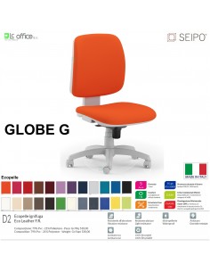 GLOBE G0032 Poltrona grigio operativa Movimento sincronizzato "Z" schienale basso SEIPO ECOPELLE D2