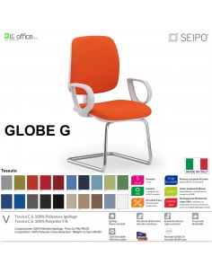 GLOBE G0035 Poltrona grigio visitatore telaio cromato con braccioli schienale basso SEIPO TESSUTO V