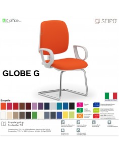 GLOBE G0036 Poltrona grigio visitatore telaio cromato con braccioli schienale basso SEIPO ECOPELLE D2